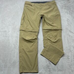 Eddie Bauer Convertible Tech Pant‎ Mens 40x32 Tan Hiking Zip Off Stretch Cargo
